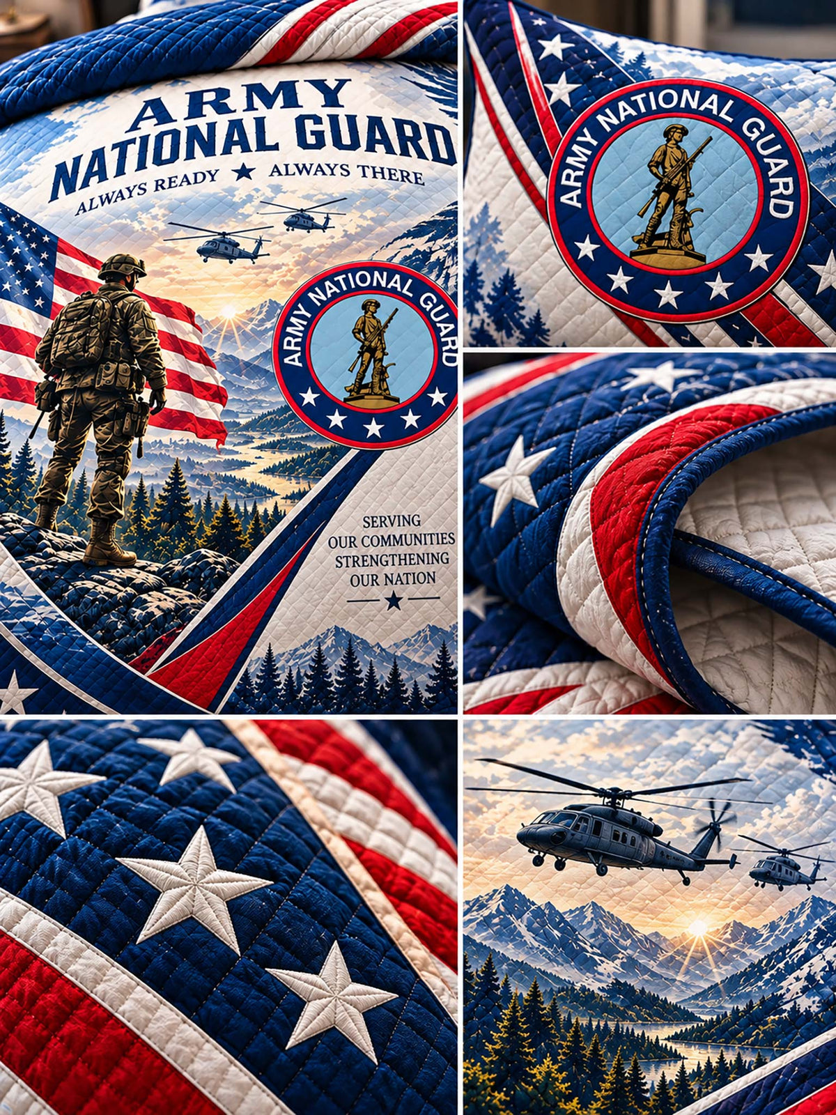 Army National Guard Patriotic Military Quilt Set