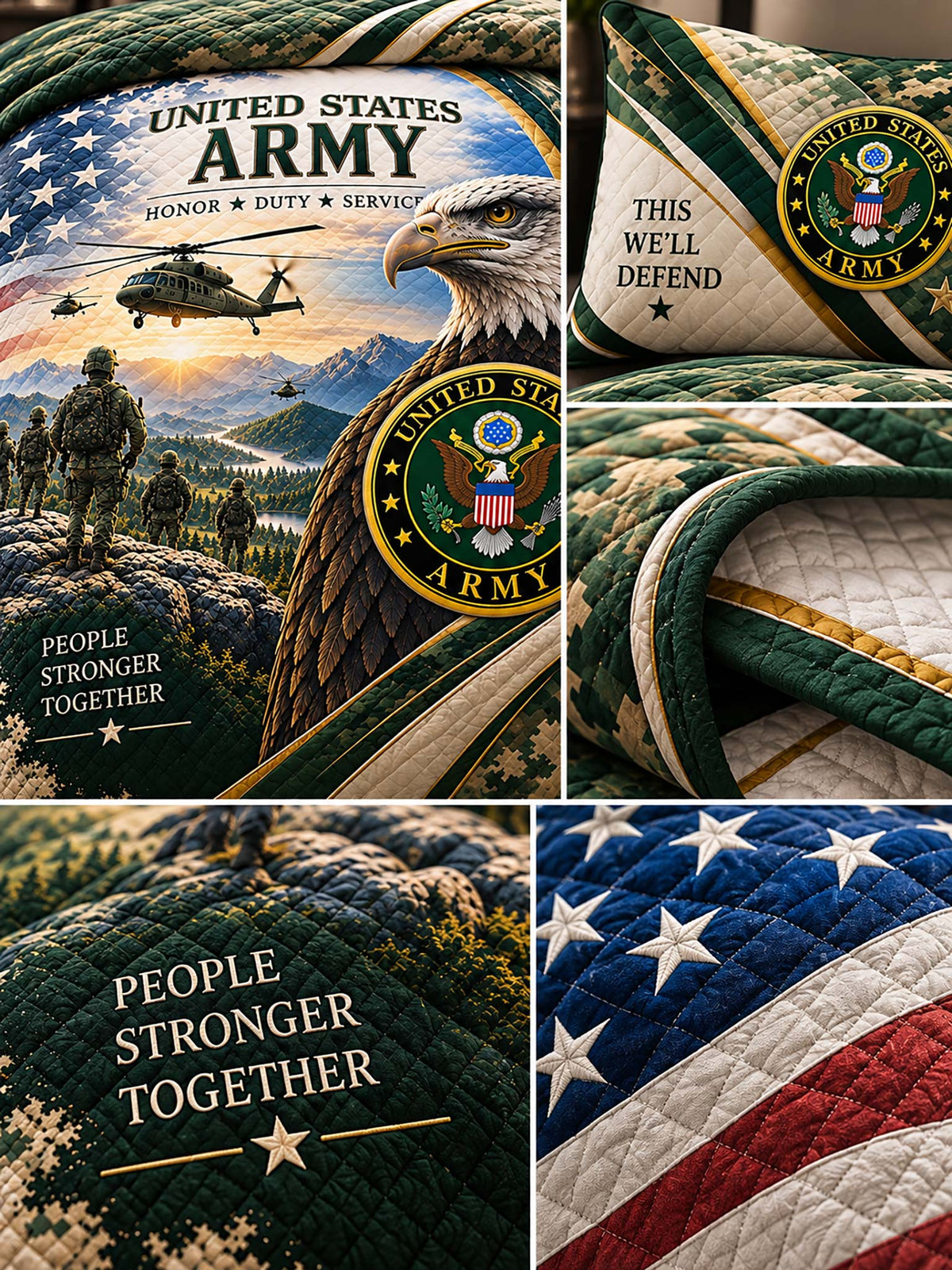 United States Army Patriotic Military Quilt Set
