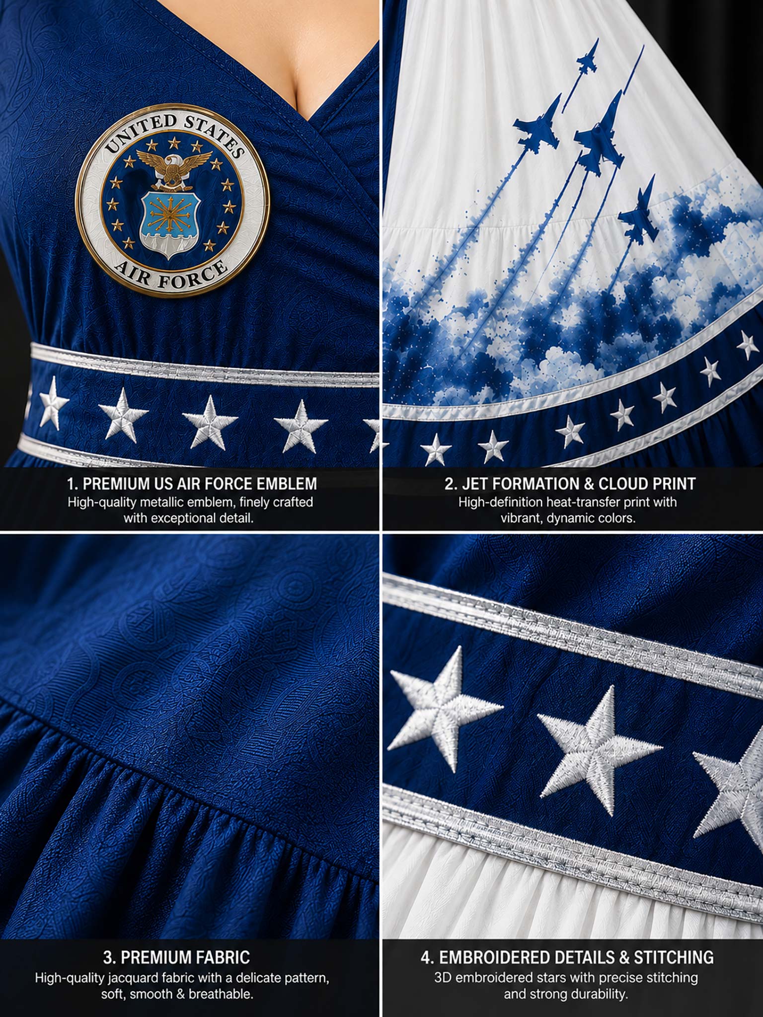 United States Air Force Two-Tone Sleeveless Maxi Dress