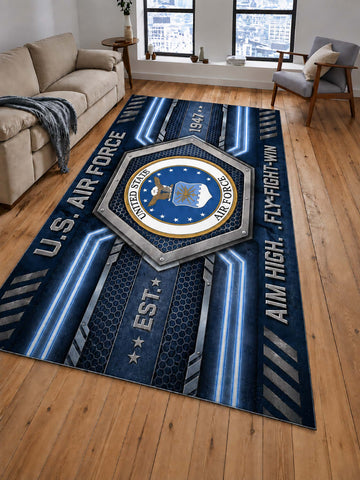 United State Air Force Geometric Metallic-Style Floor Rug
