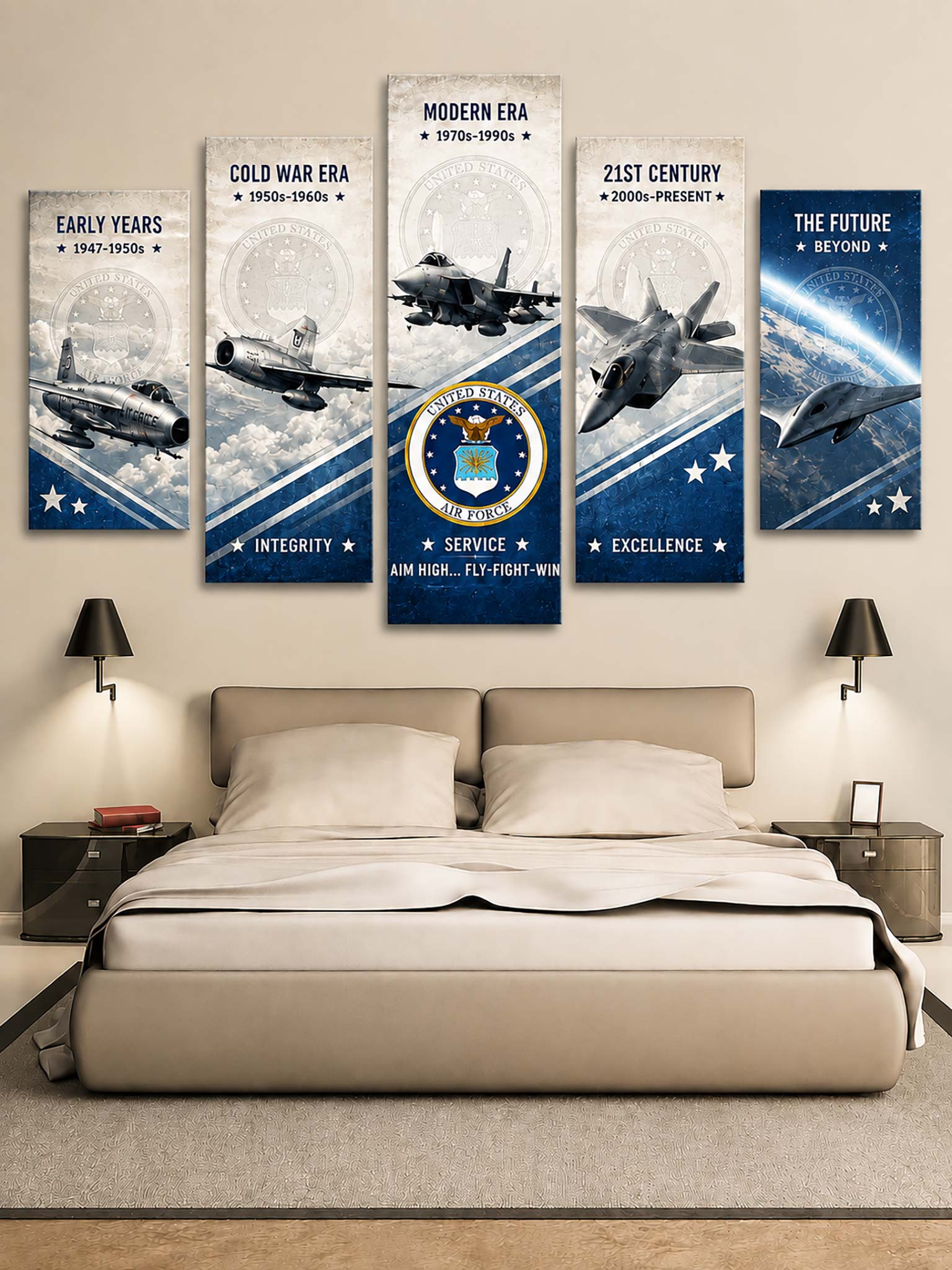 United State Air Force 5-Piece Split Canvas Wall Art
