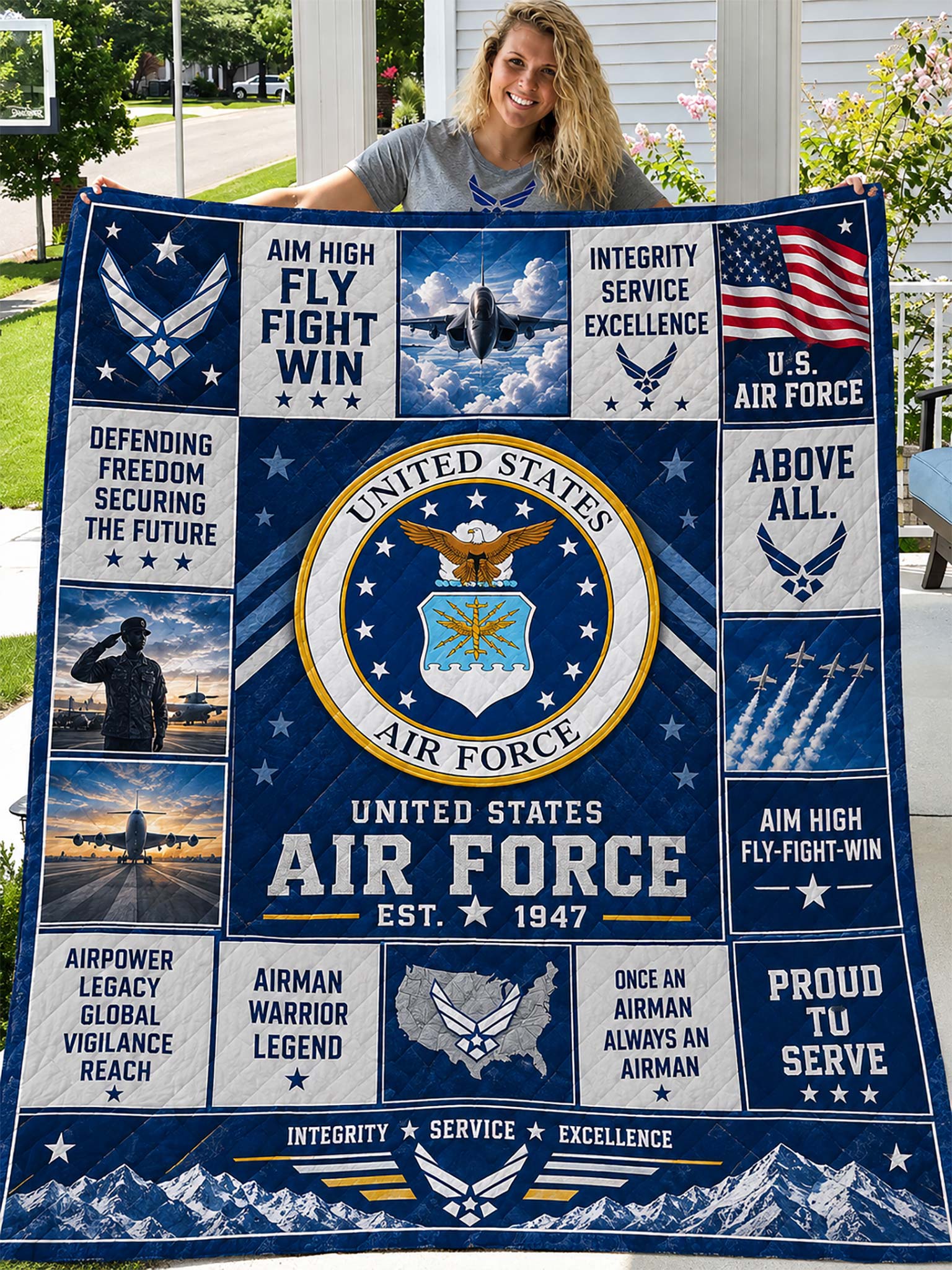 United States Air Force Patchwork-Style Graphic Quilt