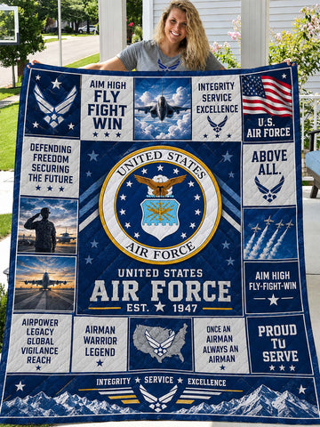 United States Air Force Patchwork-Style Graphic Quilt