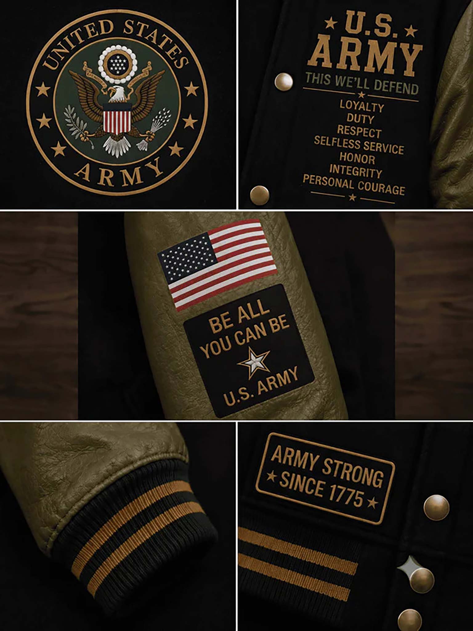 A close-up collage of a U.S.