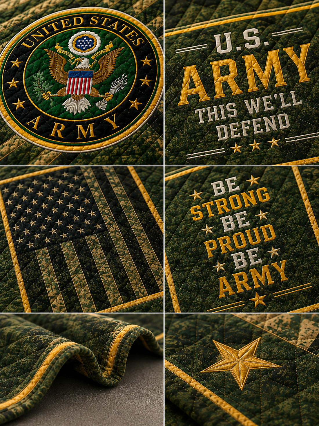United States Army Patchwork-Style Graphic Quilt