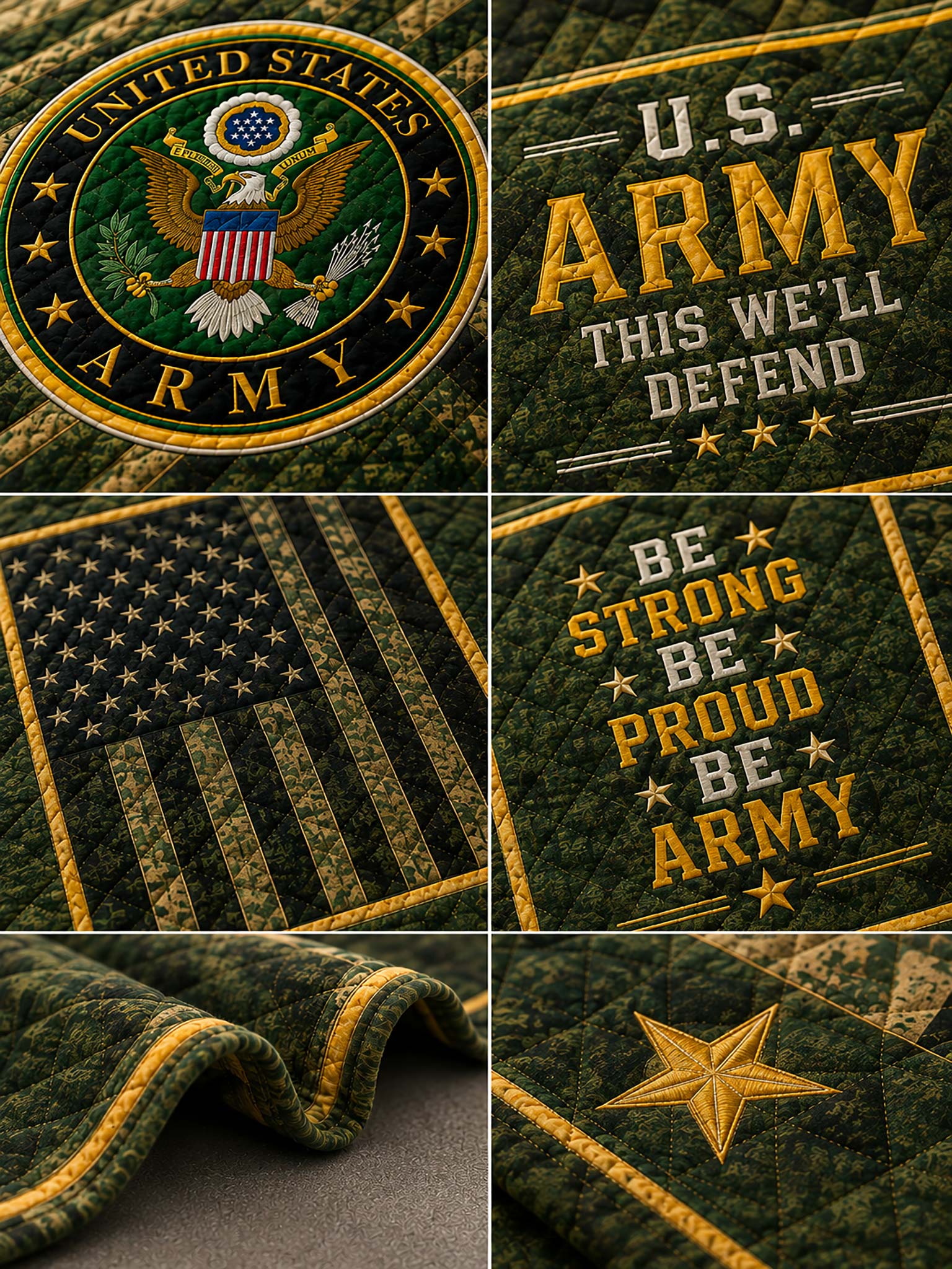 United States Army Patchwork-Style Graphic Quilt