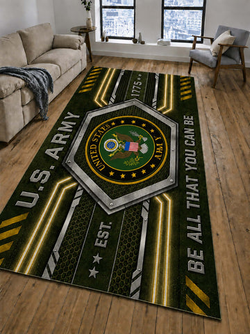 United State Army Geometric Metallic-Style Floor Rug
