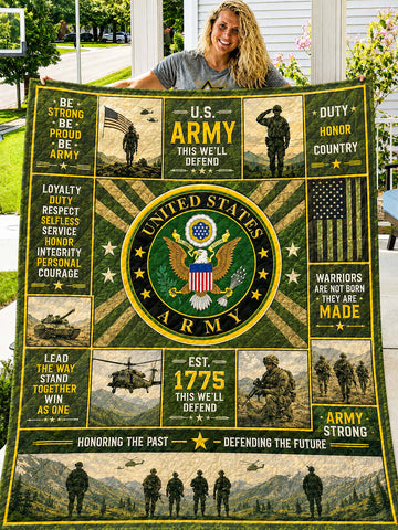 United States Army Patchwork-Style Graphic Quilt
