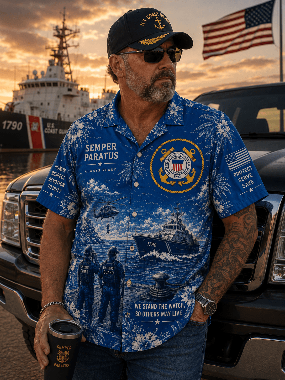United States Coast Guard Patriot Hawaiian Shirt