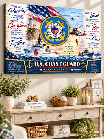 United State Coast Guard Patriotic Military Canvas Wall Art