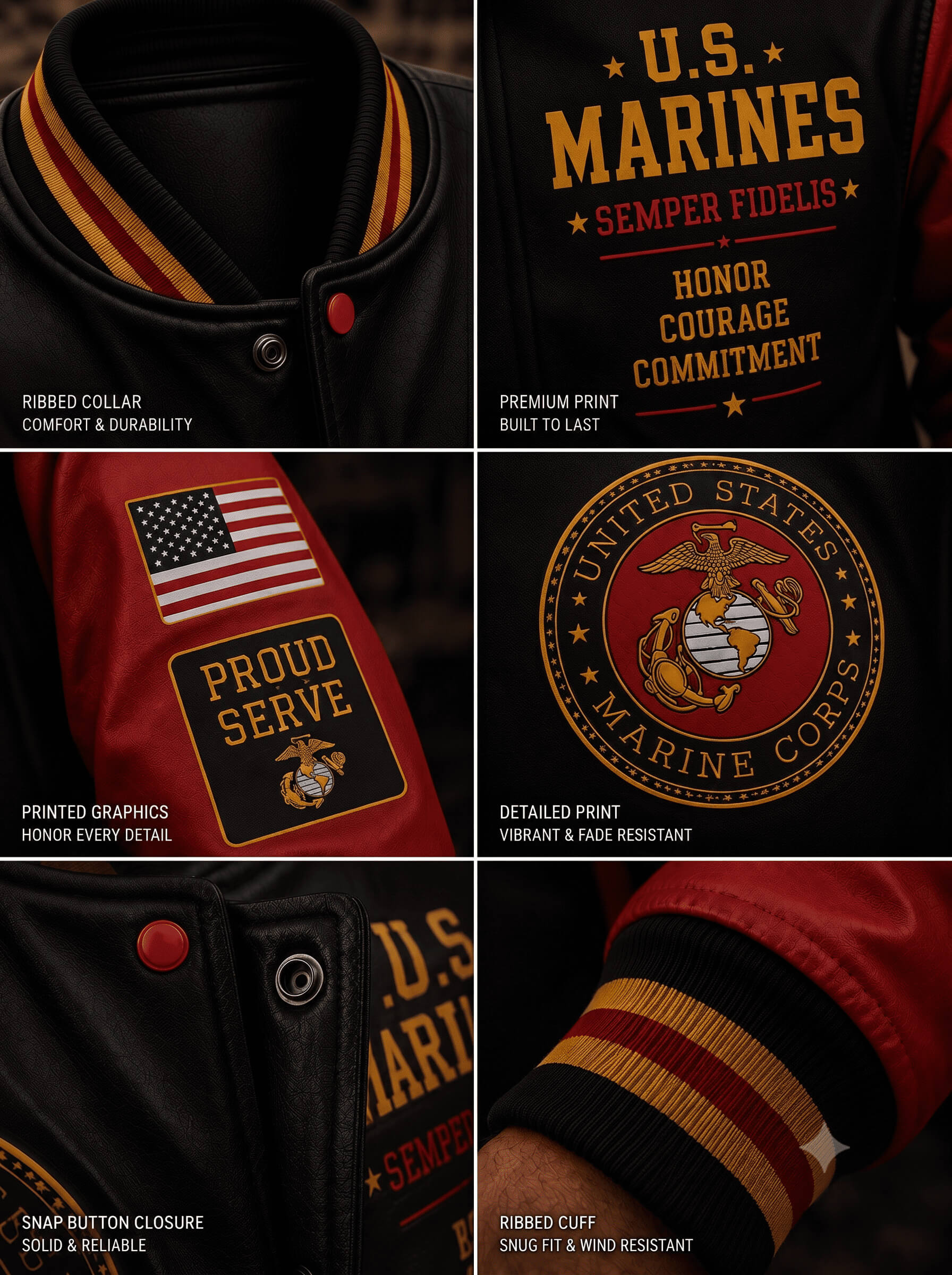 United States Marine Corps Honor Varsity Jacket