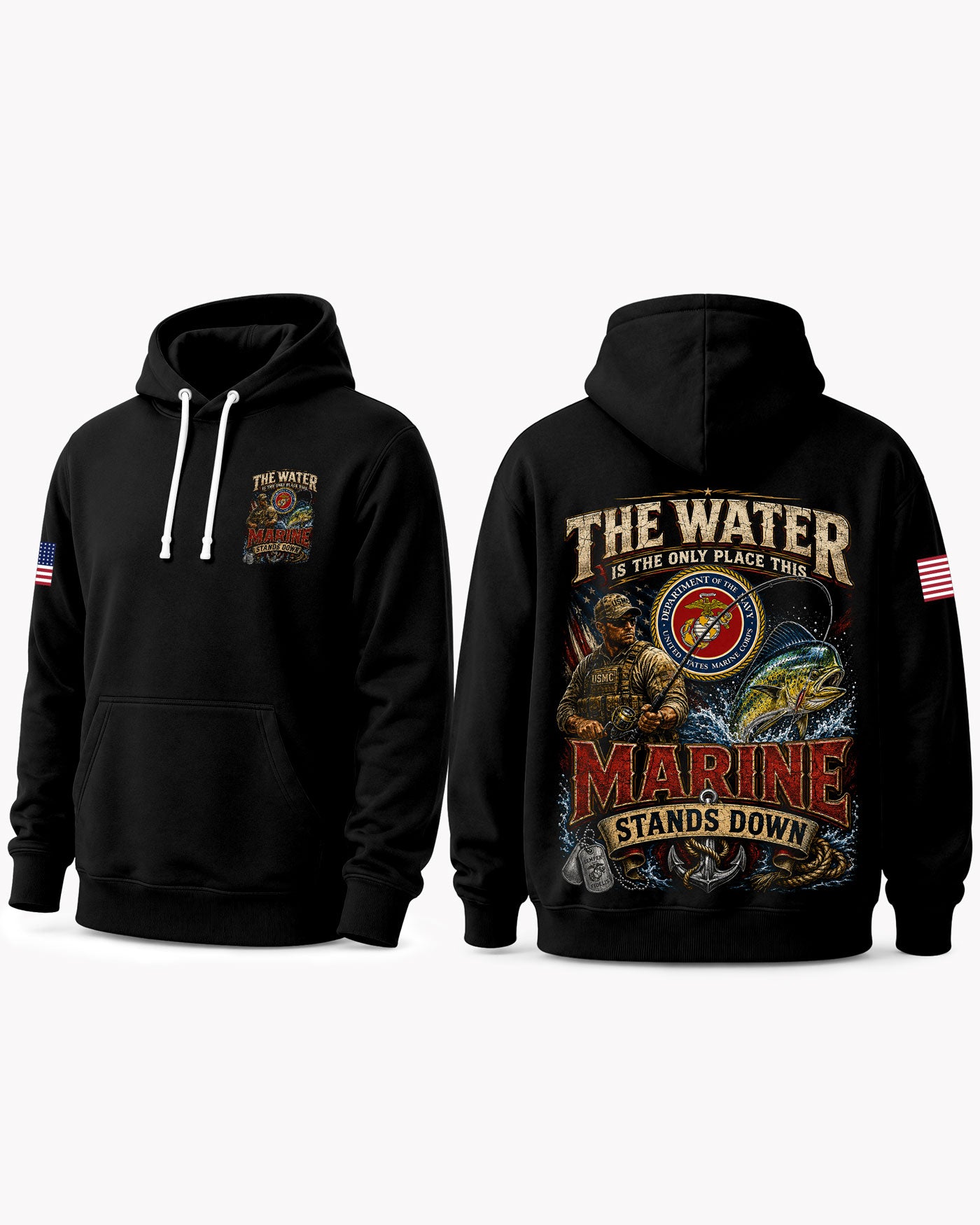 United States Marine Corps Fishing Therapy & Peace T-shirt