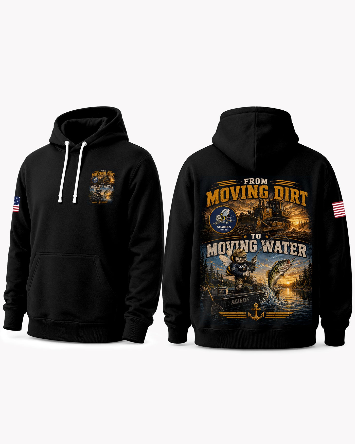 Seabees Fishing Humorous T-shirt
