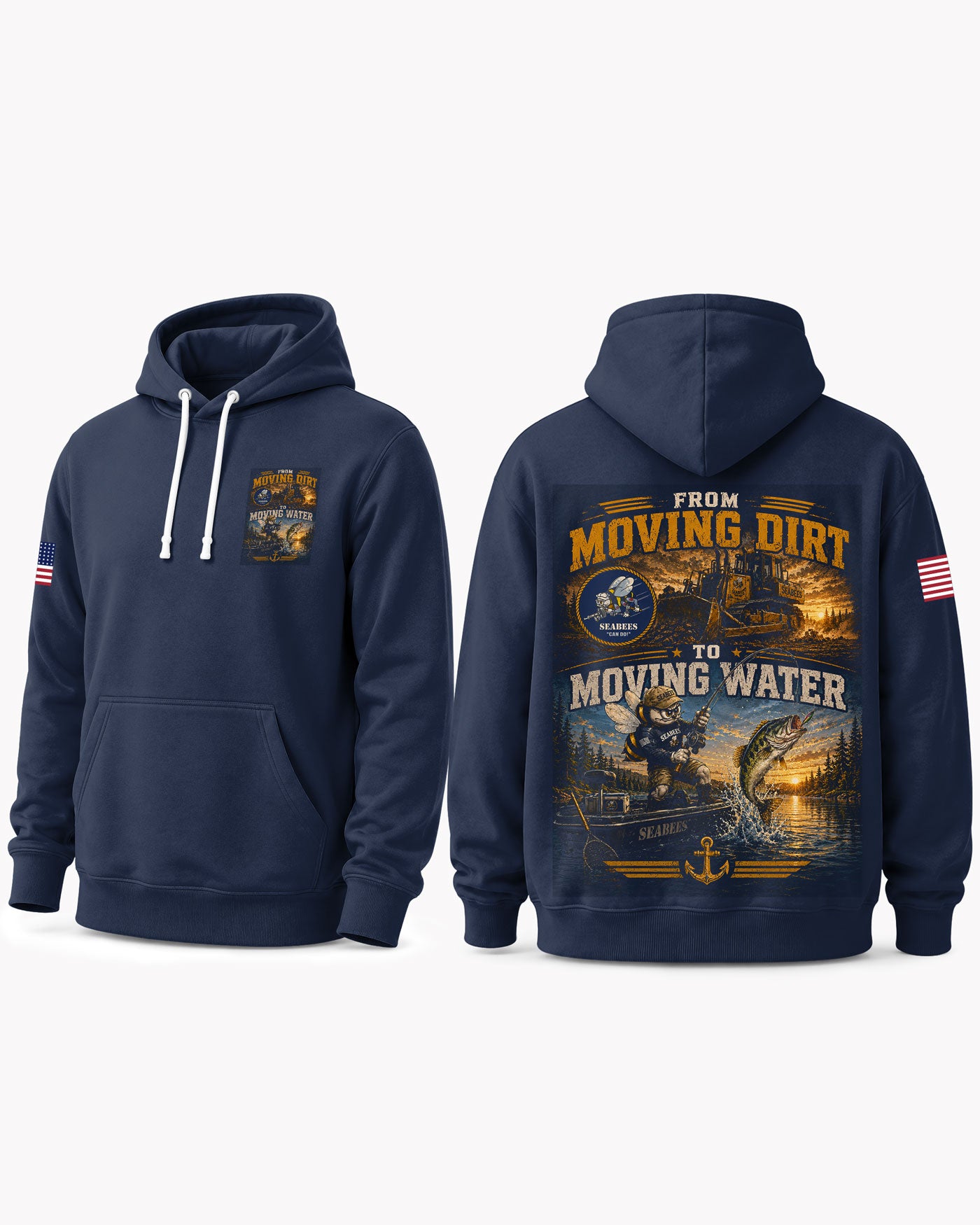 Seabees Fishing Humorous T-shirt
