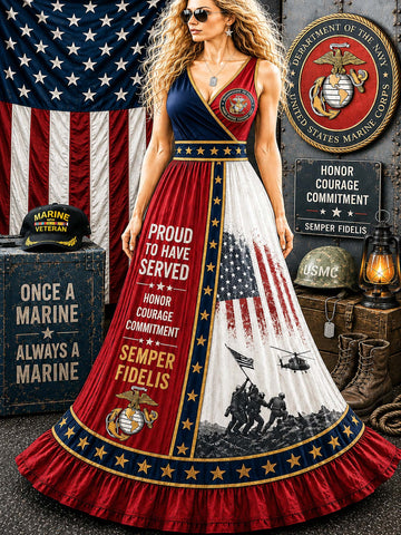 United States Marine Corps Two-Tone Sleeveless Maxi Dress