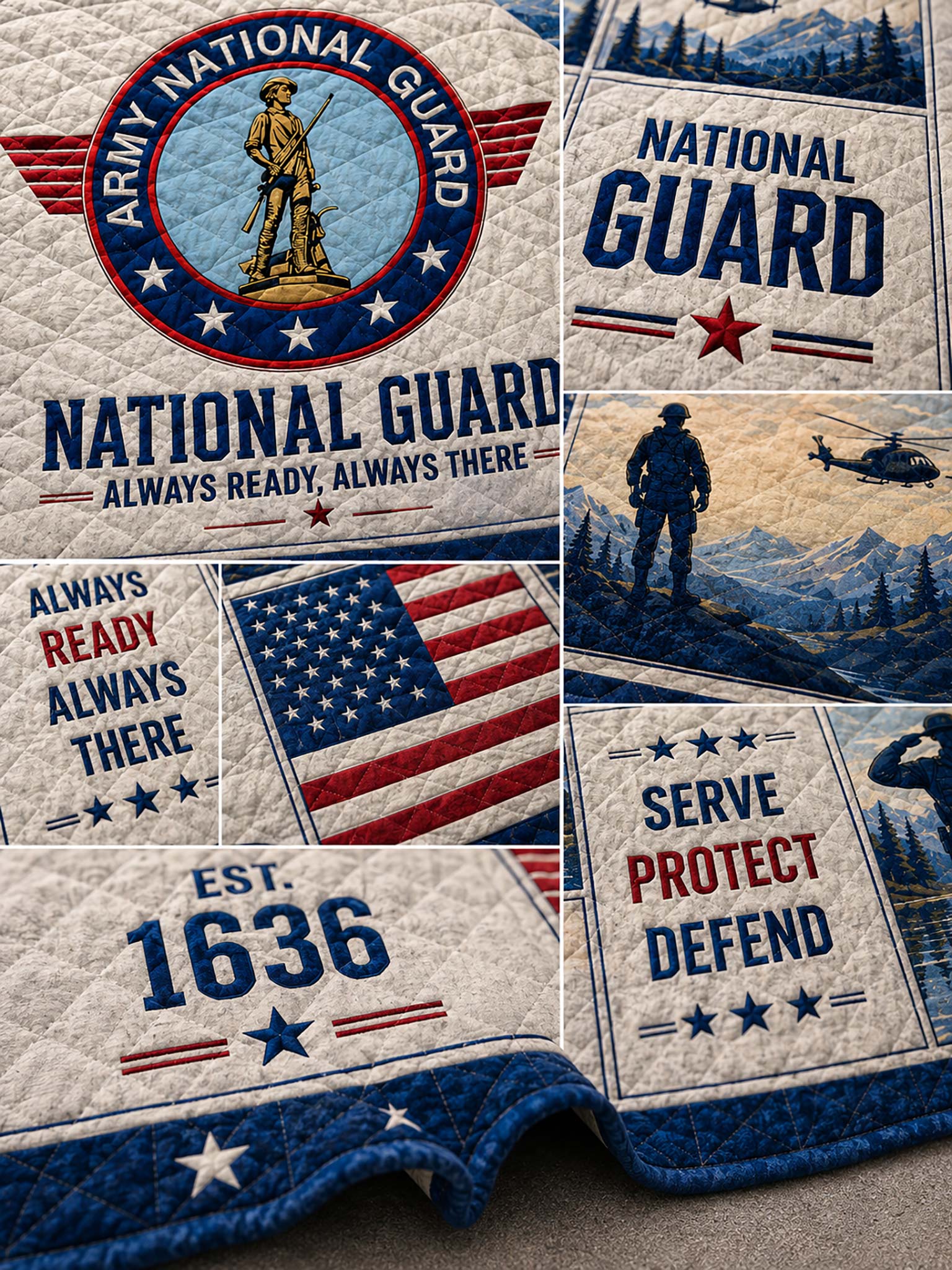 Army National Guard Patchwork-Style Graphic Quilt