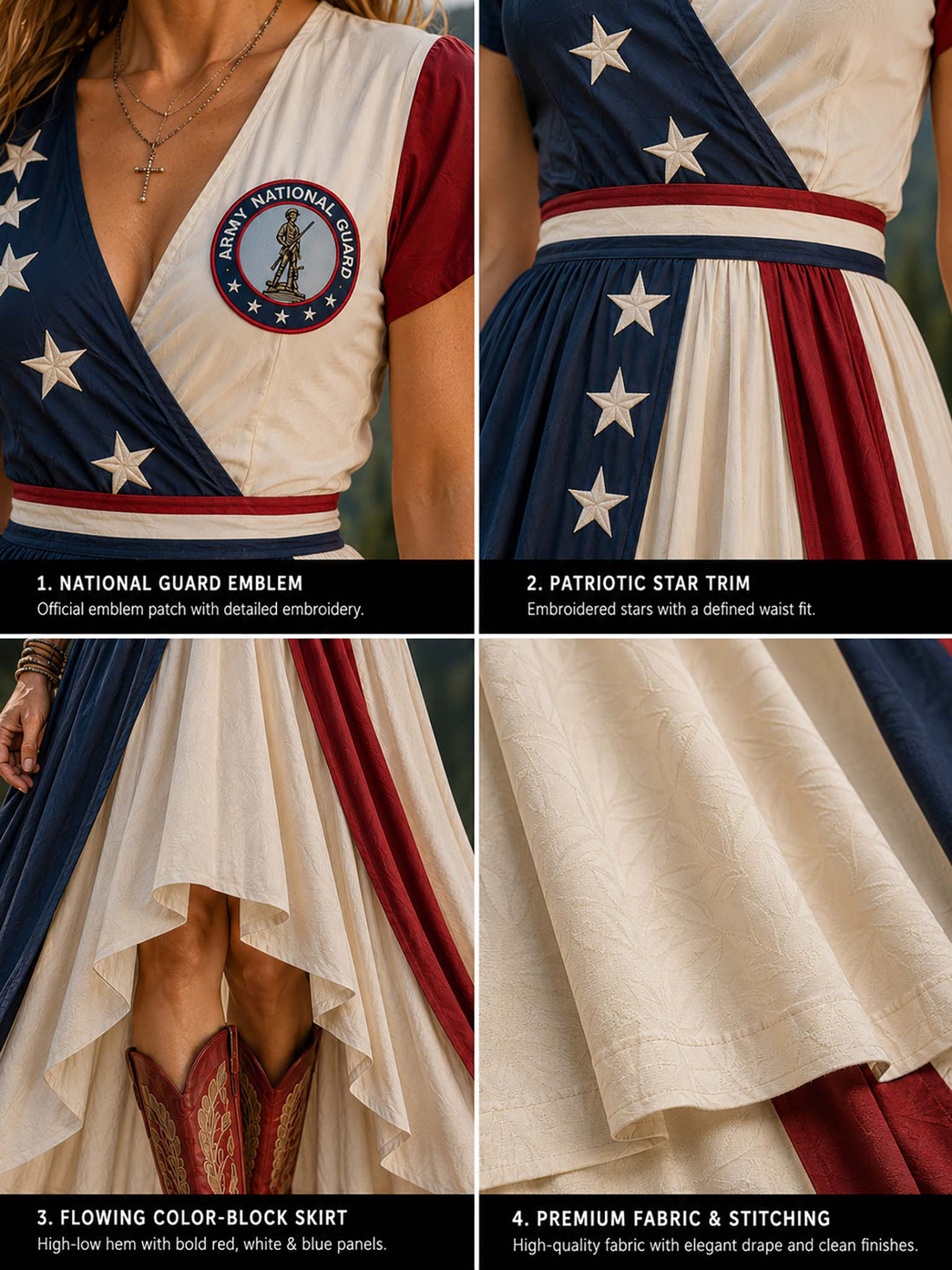 Army National Guard Star-Trim High-Low Maxi Dress