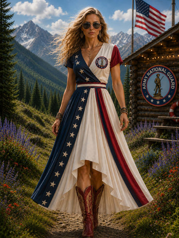 Army National Guard Star-Trim High-Low Maxi Dress