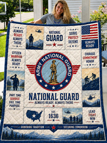 Army National Guard Patchwork-Style Graphic Quilt