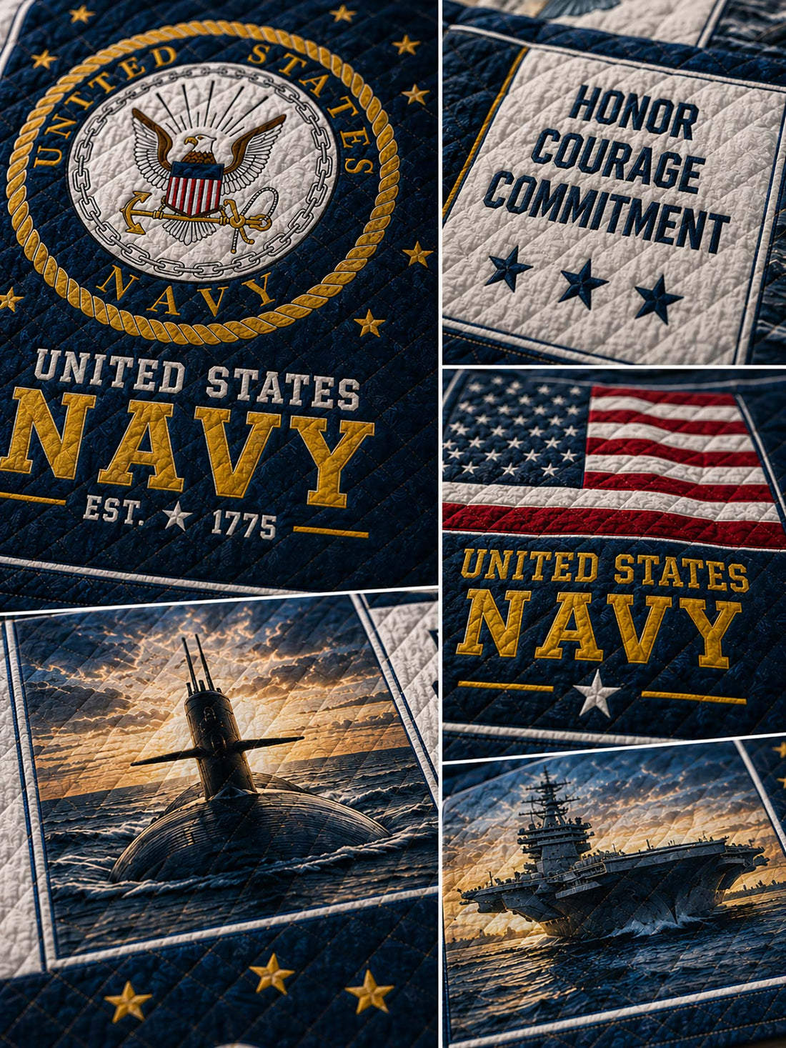 United States Navy Patchwork-Style Graphic Quilt