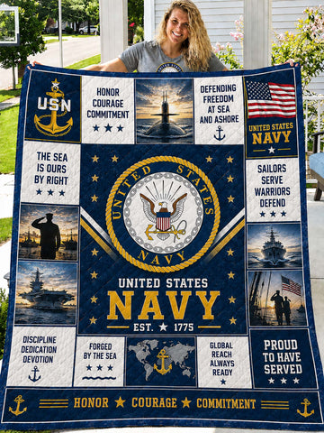 United States Navy Patchwork-Style Graphic Quilt