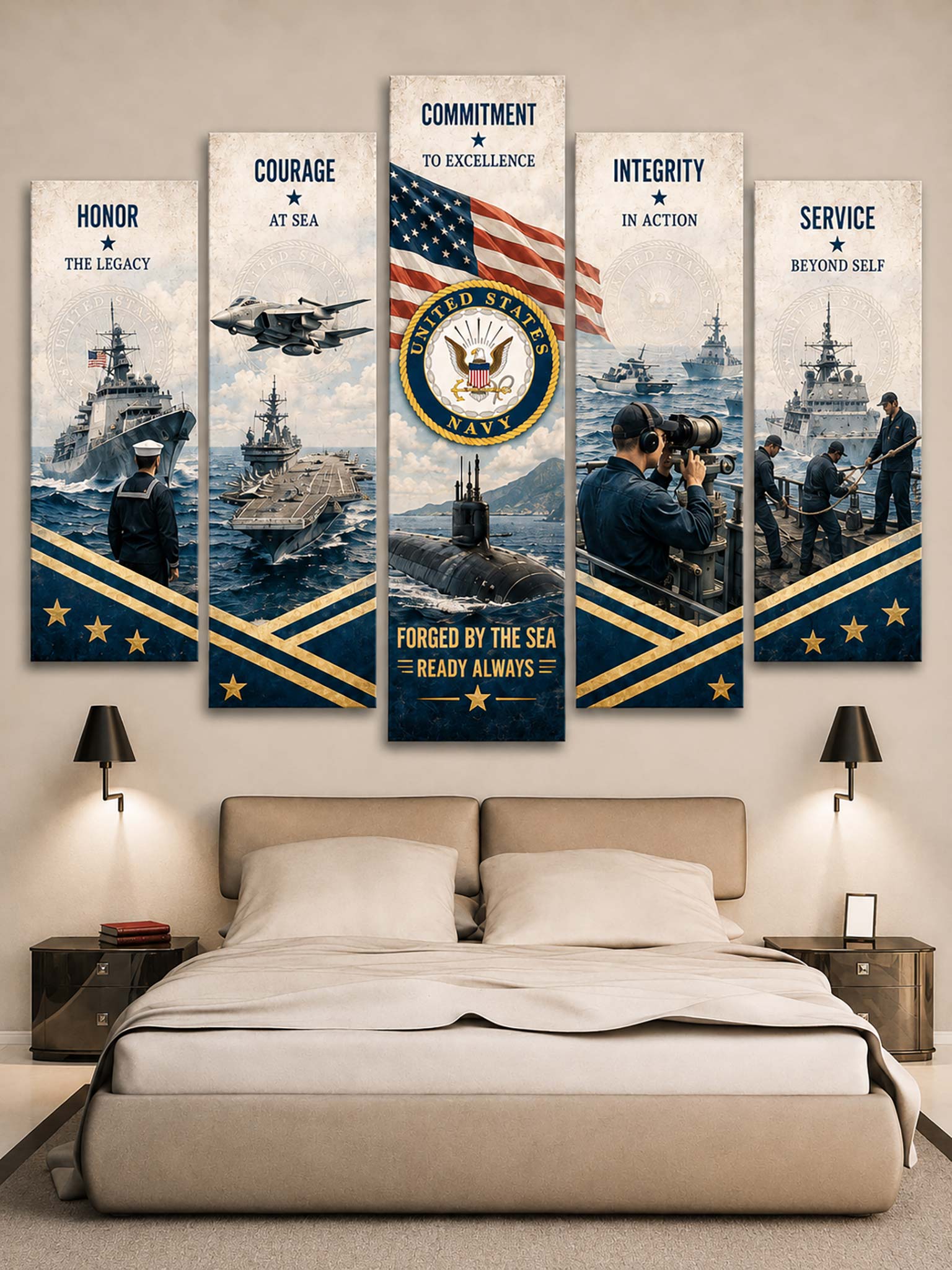 United State Navy 5-Piece Split Canvas Wall Art