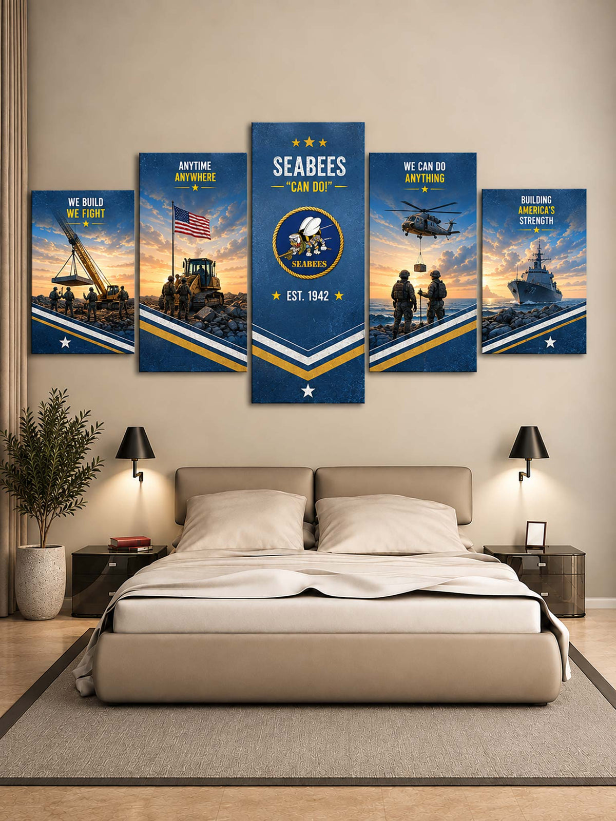 A 5-panel canvas wall art set depicting U.S.
