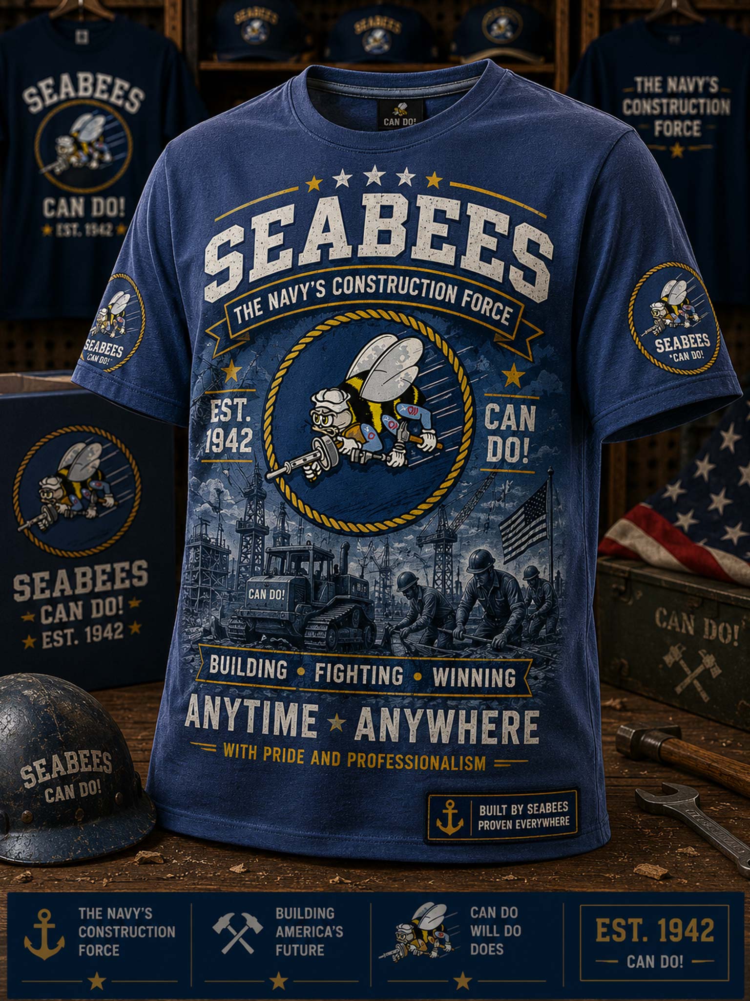 Seabees Patriot Graphic T-shirt