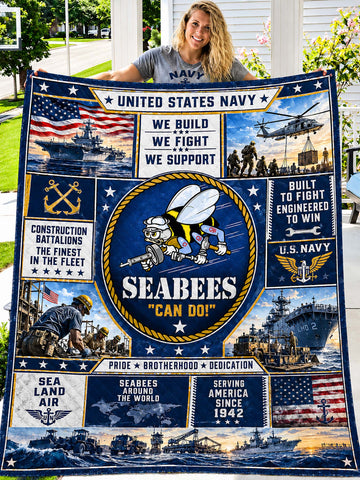 Seabees Patchwork-Style Graphic Quilt
