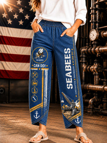 Seabees Graphic Wide-Leg Pants