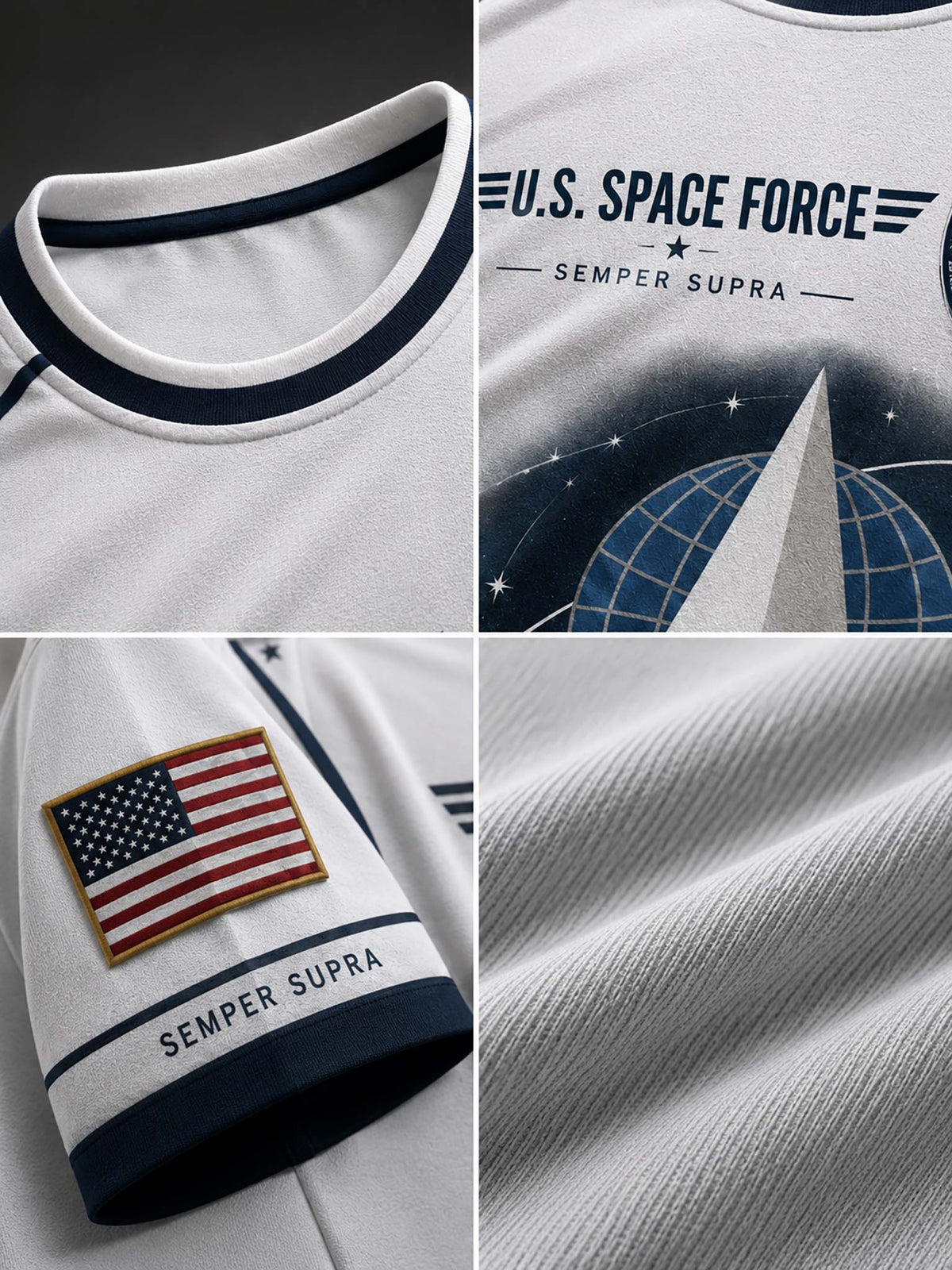 A close-up collage of a white U.S.