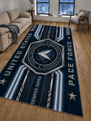 Space Force Geometric Metallic-Style Floor Rug