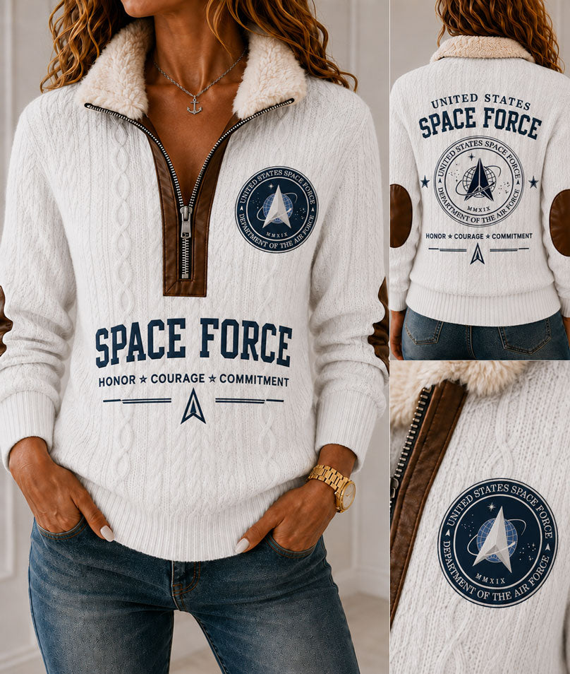 Space Force Honor Honor Fur Collar Sweatshirt