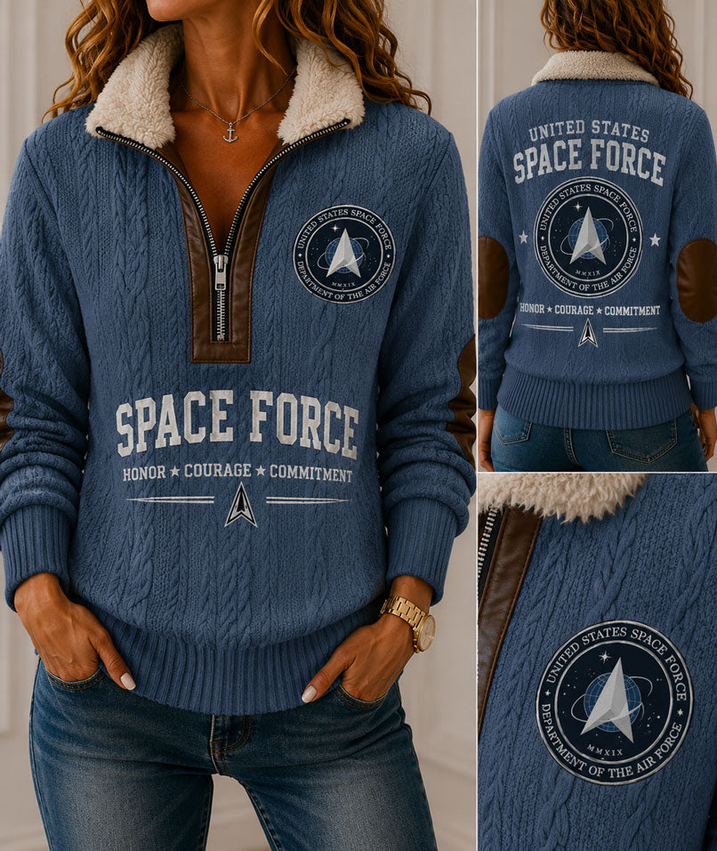 Space Force Honor Honor Fur Collar Sweatshirt
