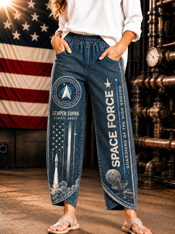 Space Force Graphic Wide-Leg Pants
