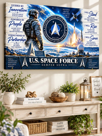 Space Force Patriotic Military Canvas Wall Art