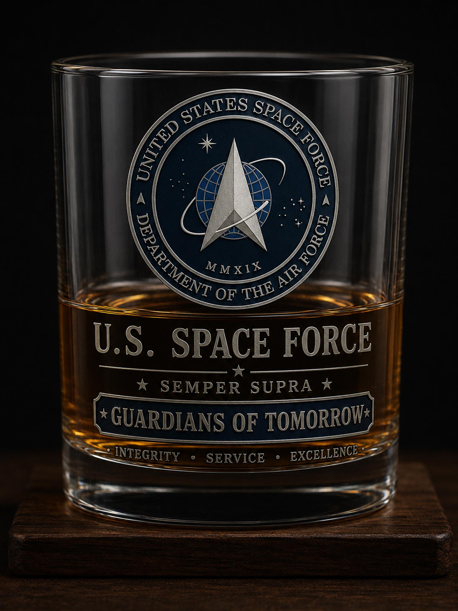Space Force Tribute Whiskey Glass