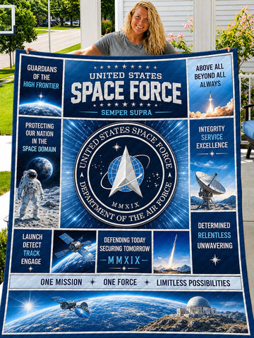 Space Force Patchwork-Style Graphic Quilt