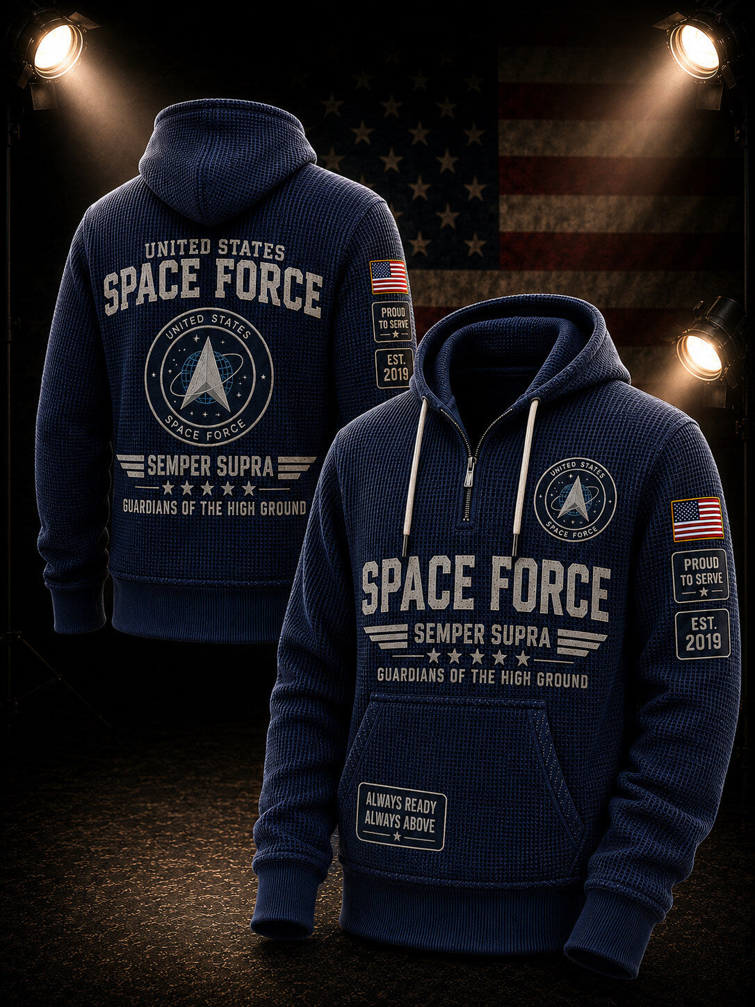 Space Force Men's Waffle Hoodie