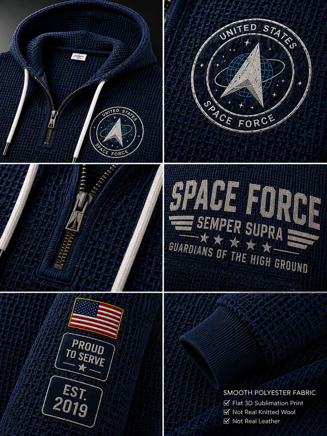 Space Force Men's Waffle Hoodie