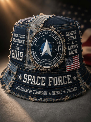 Space Force Vintage Denim Bucket Hat