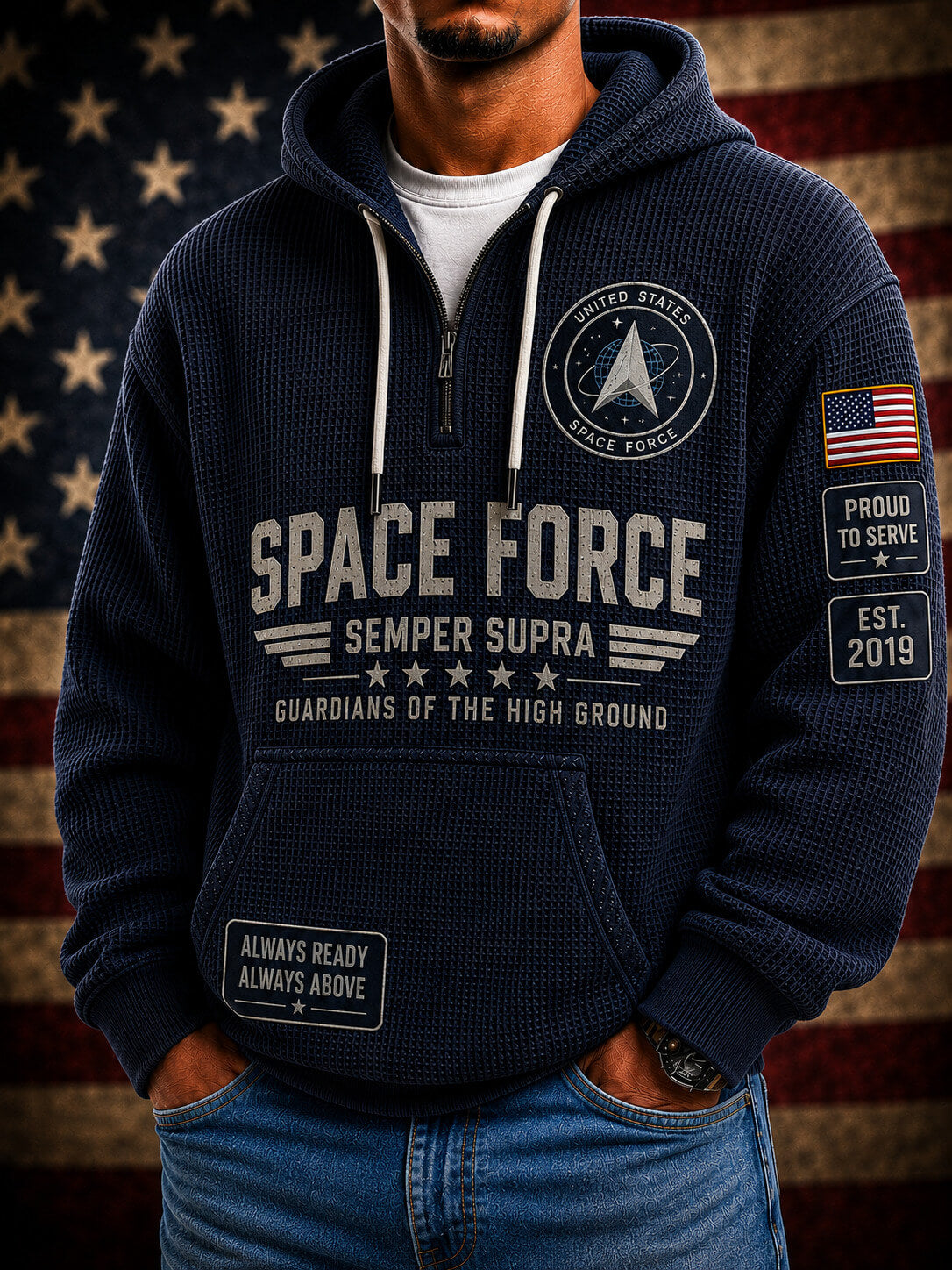 Space Force Men's Waffle Hoodie