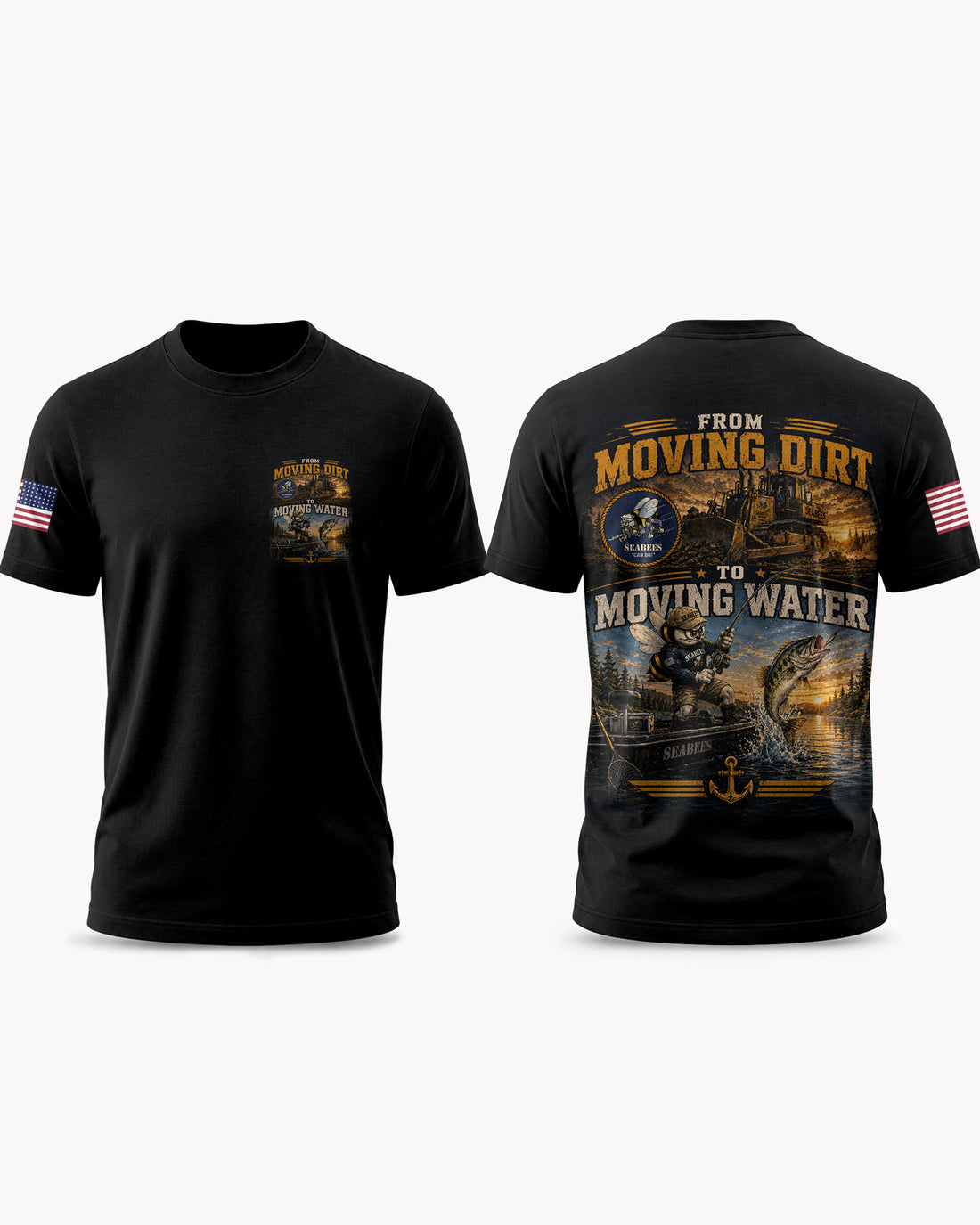 Seabees Fishing Humorous T-shirt