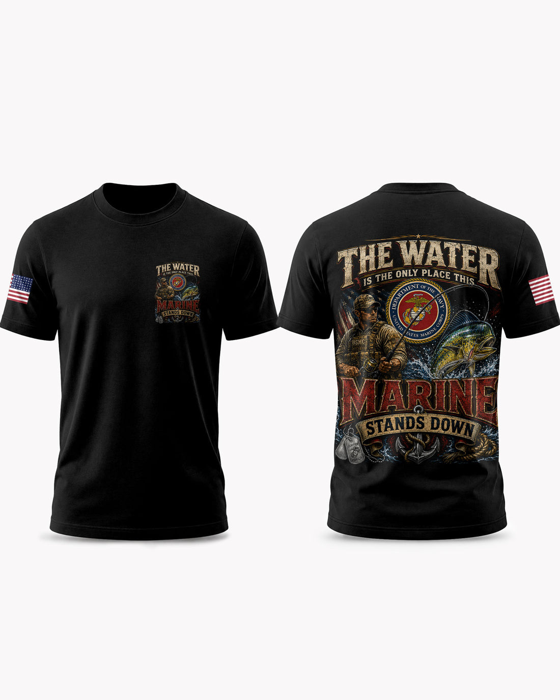 United States Marine Corps Fishing Therapy & Peace T-shirt