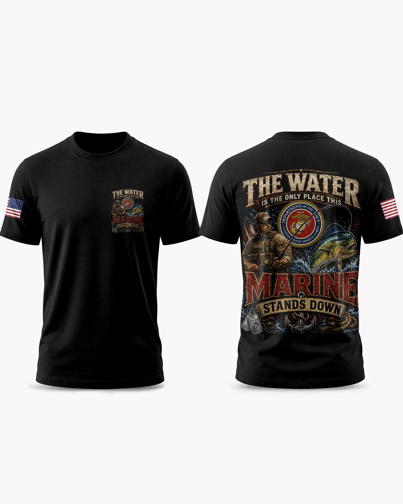 United States Marine Corps Fishing Therapy & Peace T-shirt