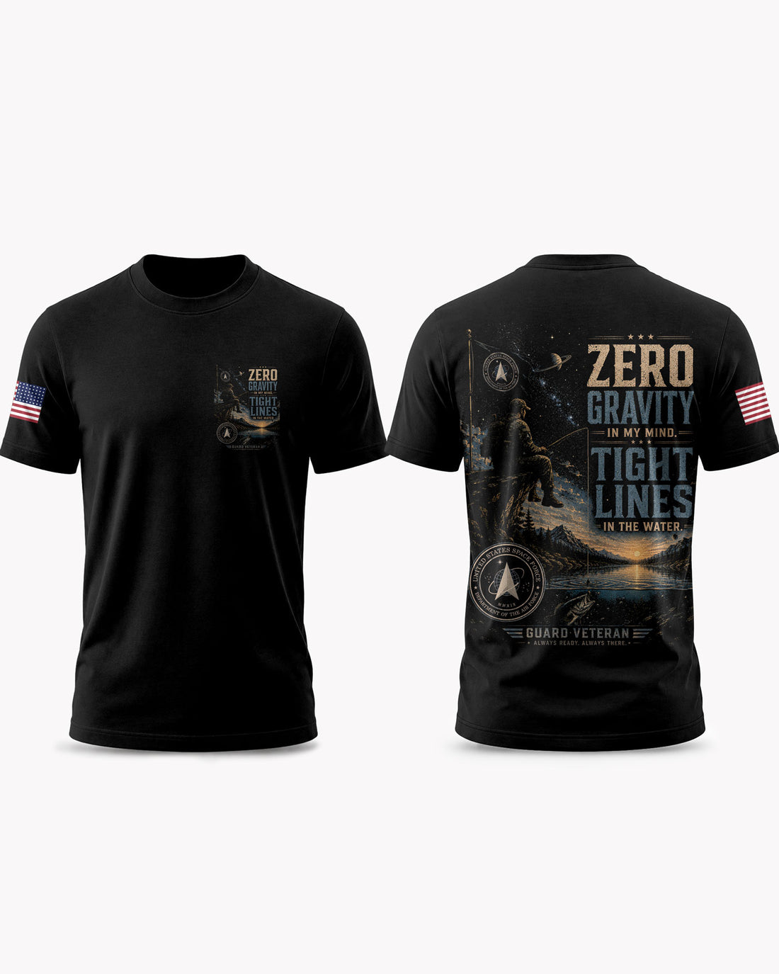 Space Force Fishing Therapy & Peace T-shirt