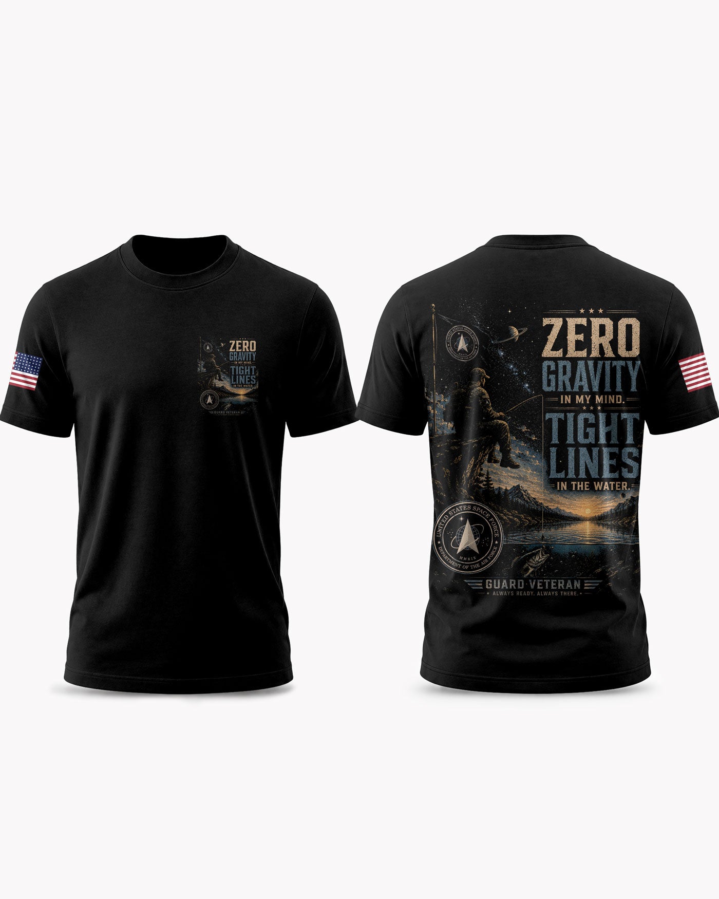Space Force Fishing Therapy & Peace T-shirt