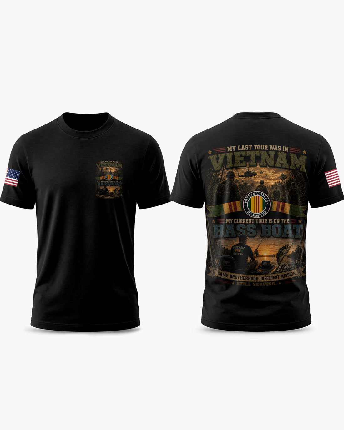 Vietnam Veteran Fishing New Mission T-shirt
