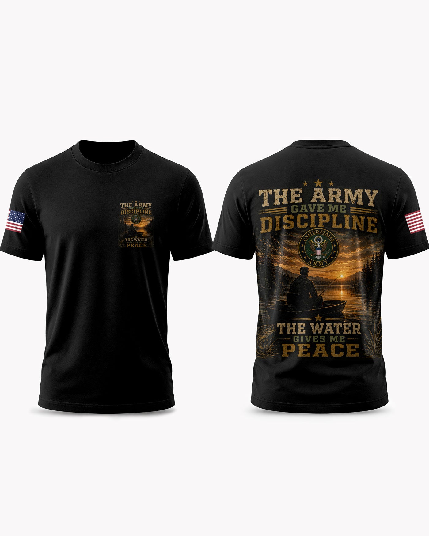 United States Army Fishing Therapy & Peace T-shirt
