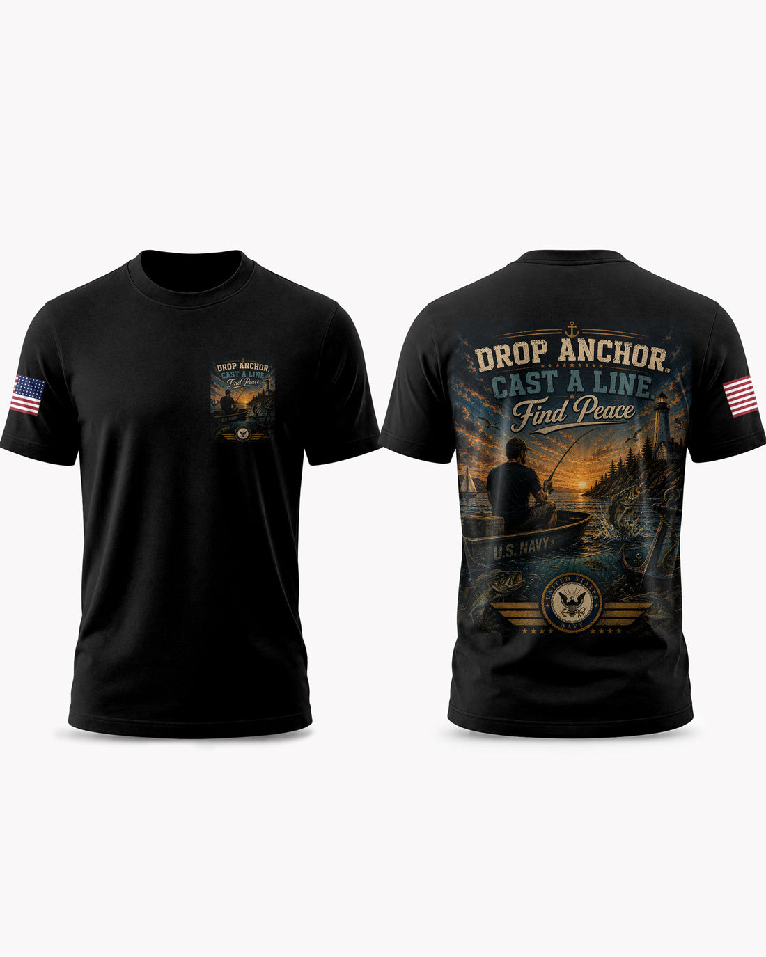 United States Navy Fishing Therapy & Peace T-shirt